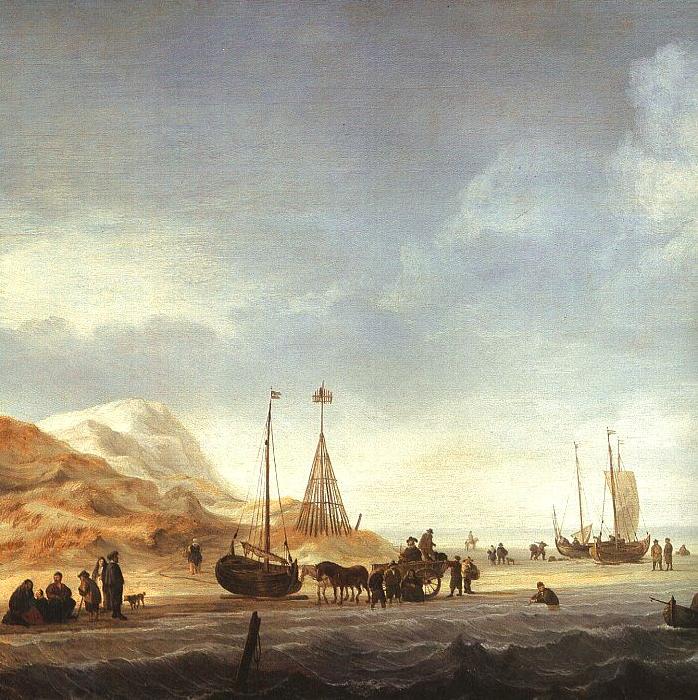 Simon de Vlieger A Beach with Shipping Offshore oil painting picture